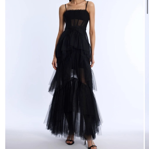 BCBGMaxAzria Oly Tiered Black Maxi Dress - Picture 1 of 4